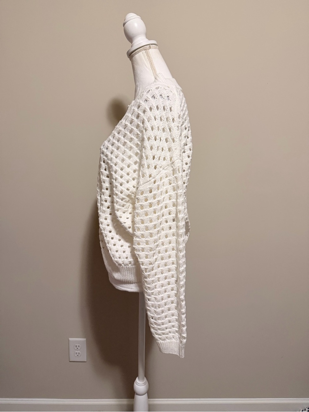 Elan Aster cable knit Sweater Cardigan Zip Up relaxed fit White size large NWT - Picture 9 of 12